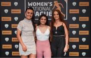 9 November 2018; Niamh Farrelly of Peamount United, left, Naima Chemaou of UCD, and Naoise McAloon of Peamount United, upon arrival at the Continental Tyres Women’s National League Awards at the Ballsbridge Hotel in Dublin. Photo by Piaras Ó Mídheach/Sportsfile