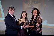 9 November 2018; U17 Player of the Year Emily Whelan of Shelbourne is presented with her award by Frances Smith, Women's National League Committee, and Eddie Ryan, Marketing Director Advance Pitstop during the Continental Tyres Women’s National League Awards at the Ballsbridge Hotel in Dublin. Photo by Matt Browne/Sportsfile