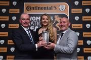 9 November 2018; Tom Dennigan from Continental Tyres and Republic of Ireland under-19 manager Dave Connell present Erica Turner of UCD Waves with her Young Player of the Year award during the Continental Tyres Women’s National League Awards at the Ballsbridge Hotel in Dublin. Photo by Matt Browne/Sportsfile
