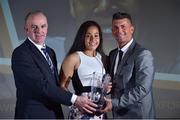 9 November 2018; Tom Dennigan, left, from Continental Tyres and Republic of Ireland manager Colin Bell present Rianna Jarrett from Wexford Youths with her Player of the Year award during the Continental Tyres Women’s National League Awards at the Ballsbridge Hotel in Dublin. Photo by Matt Browne/Sportsfile