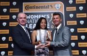 9 November 2018; Tom Dennigan, left, from Continental Tyres and Republic of Ireland manager Colin Bell present Rianna Jarrett from Wexford Youths with her Player of the Year award during the Continental Tyres Women’s National League Awards at the Ballsbridge Hotel in Dublin. Photo by Matt Browne/Sportsfile