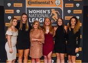 9 November 2018; Peamount United players, from left, Louise Masterson, Chloe Maloney, Emma Donoghue, Amber Barrett, Eleanor Ryan Doyle and Louise Corrigan upon arrival at the Continental Tyres Women’s National League Awards at the Ballsbridge Hotel in Dublin. Photo by Piaras Ó Mídheach/Sportsfile
