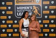 9 November 2018; Rianna Jarrett from Wexford Youths, left, and Emma Donoghue, Peamount United, upon arrival at the Continental Tyres Women’s National League Awards at the Ballsbridge Hotel in Dublin. Photo by Piaras Ó Mídheach/Sportsfile