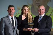 9 November 2018; Republic of Ireland manager Colin Bell, left, and Tom Dennigan from Continental Tyres present Erica Turner from Peamount United with her Team of the year trophy during the Continental Tyres Women’s National League Awards at Ballsbridge Hotel, in Dublin. Photo by Matt Browne/Sportsfile