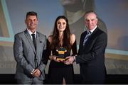 9 November 2018; Republic of Ireland manager Colin Bell, left, and Tom Dennigan from Continental Tyres present Lauren Dwyer from Wexford Youths with her Team of the year trophy during the Continental Tyres Women’s National League Awards at Ballsbridge Hotel, in Dublin. Photo by Matt Browne/Sportsfile