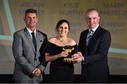 9 November 2018; Republic of Ireland manager Colin Bell, left, and Tom Dennigan from Continental Tyres present Megan Smith-Lynch from Peamount United with her Team of the year trophy during the Continental Tyres Women’s National League Awards at Ballsbridge Hotel, in Dublin. Photo by Matt Browne/Sportsfile