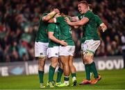 10 November 2018; Luke McGrath of Ireland celebrates with team-mates after scoring his side's third try during the Guinness Series International match between Ireland and Argentina at the Aviva Stadium in Dublin. Photo by Ramsey Cardy/Sportsfile