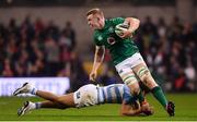 10 November 2018; Dan Leavy of Ireland is tackled by Bautista Delguy of Argentina during the Guinness Series International match between Ireland and Argentina at the Aviva Stadium in Dublin. Photo by Ramsey Cardy/Sportsfile