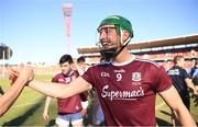 11 November 2018; Niall Burke of Galway is congratulated after hitting what proved to be the winning '65' to win the Wild Geese Cup match between Galway and Kilkenny at Spotless Stadium in Sydney, Australia. Photo by Ray McManus/Sportsfile