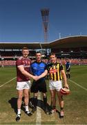 11 November 2018; Joe Canning of Galway, referee James Owens and Richie Hogan of Kilkenny before the Wild Geese Cup match between Galway and Kilkenny at Spotless Stadium in Sydney, Australia. Photo by Ray McManus/Sportsfile