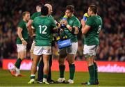 10 November 2018; Ireland players Bundee Aki, left, Andrew Porter and CJ Stander takes a water break during the Guinness Series International match between Ireland and Argentina at the Aviva Stadium in Dublin. Photo by Brendan Moran/Sportsfile