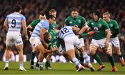 10 November 2018; Jordan Larmour of Ireland is tackled by Agustin Creevy and Jeronimo de la Fuente of Argentina during the Guinness Series International match between Ireland and Argentina at the Aviva Stadium in Dublin. Photo by Brendan Moran/Sportsfile
