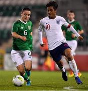 8 November 2018; Joe Hodge of Republic of Ireland and Fabio Carvalho of England compete for possession during the U17 International Friendly match between Republic of Ireland and England at Tallaght Stadium in Tallaght, Dublin. Photo by Brendan Moran/Sportsfile