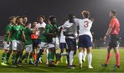 8 November 2018; Players from both sides get involved in a dispute during the U17 International Friendly match between Republic of Ireland and England at Tallaght Stadium in Tallaght, Dublin. Photo by Brendan Moran/Sportsfile