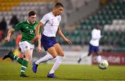 8 November 2018; Nathan Wood-Gordon of England in action against Conor Carty of Republic of Ireland during the U17 International Friendly match between Republic of Ireland and England at Tallaght Stadium in Tallaght, Dublin. Photo by Brendan Moran/Sportsfile