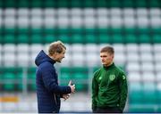 11 November 2018; Republic of Ireland head coach Colin O'Brien, left, and captain Séamas Keogh in conversation prior to the U17 International Friendly match between Republic of Ireland and Czech Republic at Tallaght Stadium in Tallaght, Dublin. Photo by Seb Daly/Sportsfile