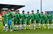 11 November 2018; Republic of Ireland players during the national anthem prior to the U17 International Friendly match between Republic of Ireland and Czech Republic at Tallaght Stadium in Tallaght, Dublin. Photo by Seb Daly/Sportsfile
