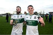11 November 2018; Colin Finn, left, and Chris Finn celebrate following their side's victory in the AIB Leinster GAA Football Senior Club Championship quarter-final match between Moorefield and Portlaoise at St Conleth's Park in Newbridge, Co. Kildare. Photo by David Fitzgerald/Sportsfile