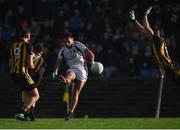 11 November 2018; Craig Dias of Kilmacud Crokes in action against Seamus Lavin, left, and Shane McEntee of St. Peter's Dunboyne following the AIB Leinster GAA Football Senior Club Championship Round 1 match between St. Peter's Dunboyne and Kilmacud Crokes at Páirc Tailteann in Navan, Co. Meath. Photo by Dáire Brennan/Sportsfile