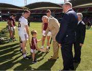 11 November 2018; Fearghal Flannery and Joe Canning of Galway with Uachtarán Chumann Lúthchleas Gael John Horan with David Hurley, Governor of New South Wales, who is introduced to mascot Jamie Tuohy, and the Irish Ambassador to Australia Brendan Ó Collaí before the Wild Geese Cup match between Galway and Kilkenny at Spotless Stadium in Sydney, Australia. Photo by Ray McManus/Sportsfile
