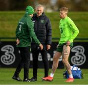 12 November 2018; James McClean with team physiotherapists Ciaran Murray, left, and Colin Dunlevy during a Republic of Ireland training session at the FAI National Training Centre in Abbotstown, Dublin.  Photo by Stephen McCarthy/Sportsfile