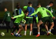 12 November 2018; Seamus Coleman and James McClean play gaelic football during a Republic of Ireland training session at the FAI National Training Centre in Abbotstown, Dublin.  Photo by Stephen McCarthy/Sportsfile