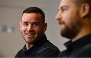 12 November 2018; Ryan Crotty, left, and Dane Coles during a New Zealand press conference at the Crowne Plaza in Blanchardstown, Dublin. Photo by Ramsey Cardy/Sportsfile