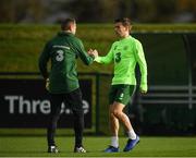 12 November 2018; Seamus Coleman and Republic of Ireland assistant coach Steve Guppy during a Republic of Ireland training session at the FAI National Training Centre in Abbotstown, Dublin.  Photo by Stephen McCarthy/Sportsfile