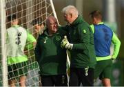 12 November 2018; Republic of Ireland goalkeeping coach Seamus McDonagh, right, and equipment officer Dick Redmond during a Republic of Ireland training session at the FAI National Training Centre in Abbotstown, Dublin.  Photo by Stephen McCarthy/Sportsfile