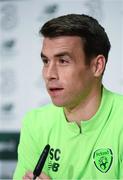 12 November 2018; Seamus Coleman during a Republic of Ireland press conference at the FAI National Training Centre in Abbotstown, Dublin.  Photo by Stephen McCarthy/Sportsfile