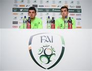 12 November 2018; John Egan, left, and Seamus Coleman during a Republic of Ireland press conference at the FAI National Training Centre in Abbotstown, Dublin.  Photo by Stephen McCarthy/Sportsfile