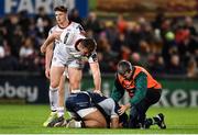 5 October 2018; Jacob Stockdale of Ulster acknowledges his Ireland team mate, Bundee Aki of Connacht during the Guinness PRO14 Round 6 match between Ulster and Connacht at Kingspan Stadium, in Belfast. Photo by Oliver McVeigh/Sportsfile
