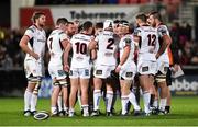 5 October 2018; The Ulster team in a huddle during the Guinness PRO14 Round 6 match between Ulster and Connacht at Kingspan Stadium, in Belfast. Photo by Oliver McVeigh/Sportsfile