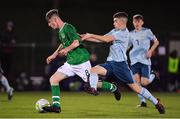 12 November 2018; Ben McCormack of Republic of Ireland in action against Orrin McLaughlin of Northern Ireland during the U16 Victory Shield match between Republic of Ireland and Northern Ireland at Mounthawk Park in Tralee, Kerry. Photo by Brendan Moran/Sportsfile