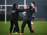 13 November 2018; Players, from left, Rieko Ioane, Anton Lienert-Brown, Ben Smith and Scott Barrett during a New Zealand Rugby squad training session at Abbotstown in Dublin. Photo by David Fitzgerald/Sportsfile