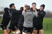 13 November 2018; Players, from left, Ardie Savea, Dane Coles, Jordie Barrett and Nathan Harris during a New Zealand Rugby squad training session at Abbotstown in Dublin. Photo by David Fitzgerald/Sportsfile