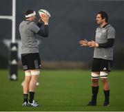 13 November 2018; Sam Whitelock, right, and Brodie Retallick during a New Zealand Rugby squad training session at Abbotstown in Dublin. Photo by David Fitzgerald/Sportsfile