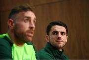 13 November 2018; Robbie Brady, right, and Richard Keogh during a Republic of Ireland press conference at the FAI National Training Centre in Abbotstown, Dublin. Photo by Stephen McCarthy/Sportsfile