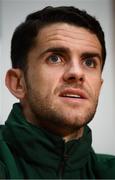 13 November 2018; Robbie Brady during a Republic of Ireland press conference at the FAI National Training Centre in Abbotstown, Dublin. Photo by Stephen McCarthy/Sportsfile