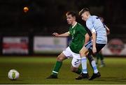 12 November 2018; Gavin O'Brien of Republic of Ireland in action against Conor Bradley of Northern Ireland during the U16 Victory Shield match between Republic of Ireland and Northern Ireland at Mounthawk Park in Tralee, Kerry. Photo by Brendan Moran/Sportsfile