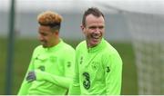 14 November 2018; Glenn Whelan, right, and Callum Robinson during a Republic of Ireland training session at the FAI National Training Centre in Abbotstown, Dublin. Photo by Stephen McCarthy/Sportsfile