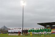 14 November 2018; Both teams stand for the playing of the National Anthems ahead of the U17 International Friendly match between Republic of Ireland and Germany at Tallaght Stadium in Tallaght, Dublin. Photo by Eóin Noonan/Sportsfile