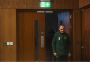 14 November 2018; Republic of Ireland manager Martin O'Neill arrives for a press conference at the FAI National Training Centre in Abbotstown, Dublin. Photo by Stephen McCarthy/Sportsfile