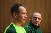 14 November 2018; Republic of Ireland manager Martin O'Neill and Glenn Whelan during a press conference at the FAI National Training Centre in Abbotstown, Dublin. Photo by Stephen McCarthy/Sportsfile