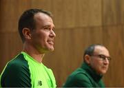 14 November 2018; Glenn Whelan and Republic of Ireland manager Martin O'Neill during a press conference at the FAI National Training Centre in Abbotstown, Dublin. Photo by Stephen McCarthy/Sportsfile