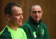 14 November 2018; Glenn Whelan and Republic of Ireland manager Martin O'Neill during a press conference at the FAI National Training Centre in Abbotstown, Dublin. Photo by Stephen McCarthy/Sportsfile
