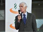 14 November 2018; Author Peter Byrne speaking during the launch of his new book, ‘Winning for Ireland - How Irish Athletes Conquered The World’, at the National Indoor Arena in Abbotstown, Dublin. Photo by Seb Daly/Sportsfile