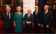14 November 2018; President of Ireland Michael D Higgins and his wife Sabina with Republic of Ireland manager Martin O'Neill, second from right, Northern Ireland manager Michael O'Neill, right, and Dr Christopher Moran, Chairman, Co-operation Ireland, in attendance at the Co-operation Ireland Dinner, a function that saw delegations from both the Football Association of Ireland and Irish Football Association come together, at the Mansion House in Dublin. Photo by Stephen McCarthy/Sportsfile