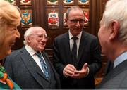 14 November 2018; President of Ireland Michael D Higgins and Republic of Ireland manager Martin O'Neill, right, in attendance at the Co-operation Ireland Dinner, a function that saw delegations from both the Football Association of Ireland and Irish Football Association come together, at the Mansion House in Dublin. Photo by Stephen McCarthy/Sportsfile