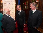 14 November 2018; President of Ireland Michael D Higgins with Republic of Ireland manager Martin O'Neill, centre, and Northern Ireland manager Michael O'Neill, right, in attendance at the Co-operation Ireland Dinner, a function that saw delegations from both the Football Association of Ireland and Irish Football Association come together, at the Mansion House in Dublin. Photo by Stephen McCarthy/Sportsfile